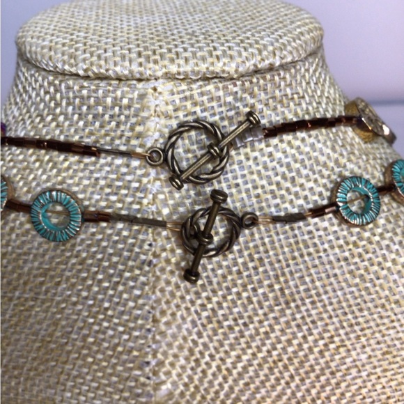 Blue and Purple Double-Strand Necklace, Bracelet, & Earring Set - Picture 4 of 6